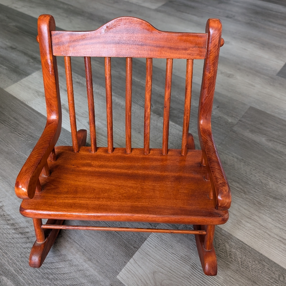 Doll rocking cherry wood chair/ bench. Vintage